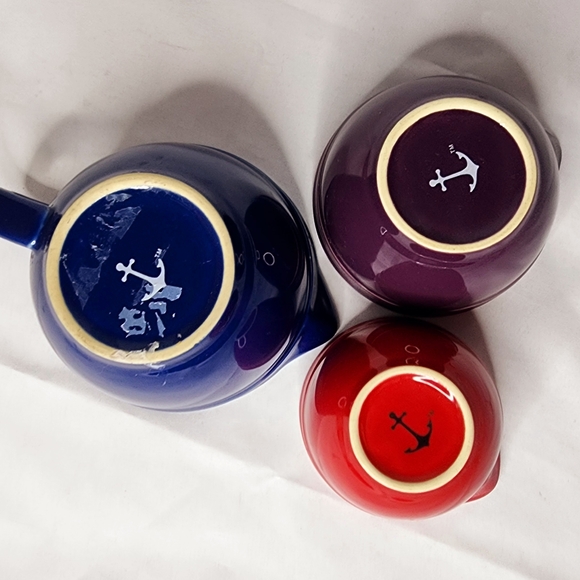 Anchor Hocking Measuring Pitcher Batter Bowl Set - 3 Piece Ceramic - Blue Purple - Picture 3 of 4